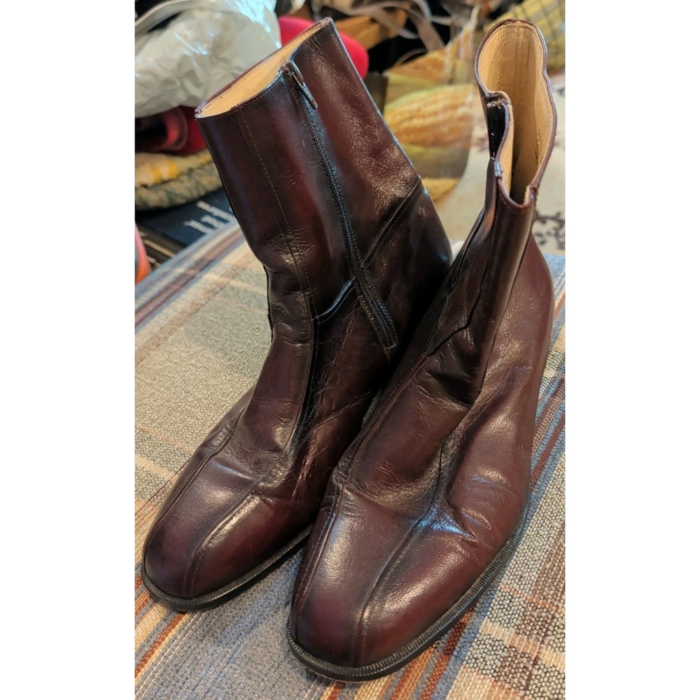 Vintage Mario De Gerard Mens Burgundy Brown Leather Boots Size 10 Nice Condition